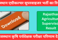 Rajasthan Agriculture Supervisor Result 2024