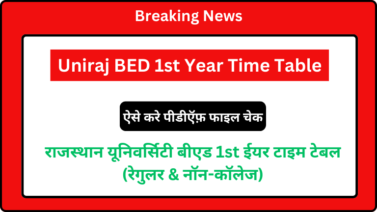 Rajasthan University BED 1st Year Time Table 2024