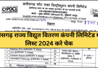 CG Vidyut Vibhag Bharti Merit List 2024