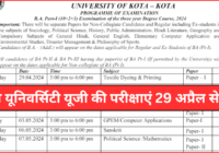 Kota University UG Time Table 2024