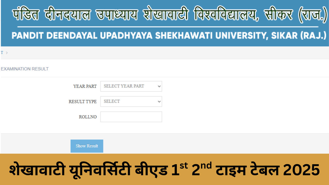 Shekhawati University BED Time Table 2025
