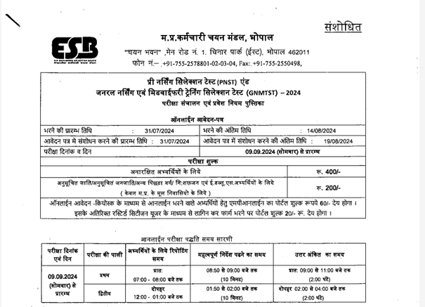 MP PNST 2024 Admit Card