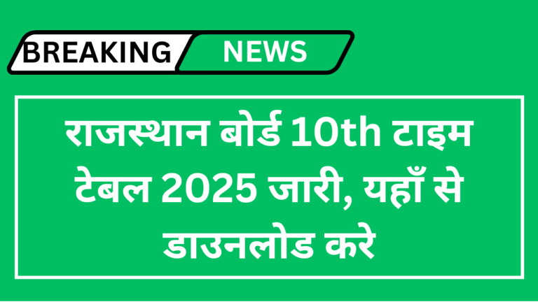Rajasthan Board 10th Time Table 2025