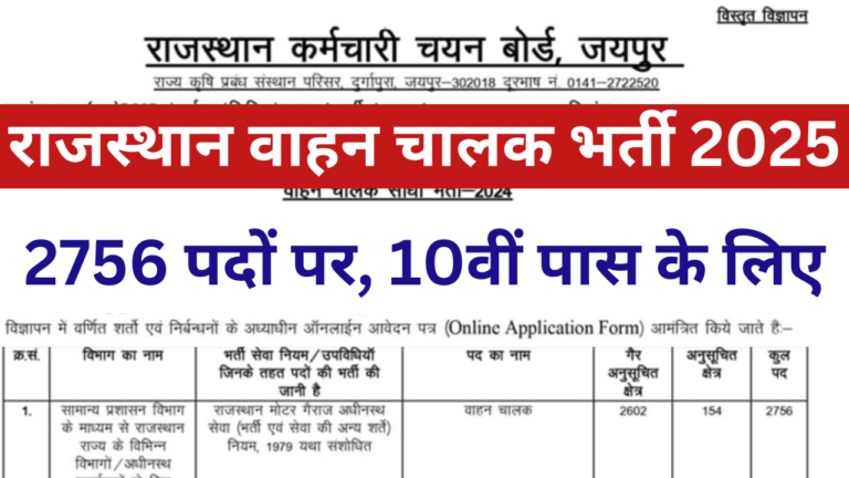 Rajasthan Vahan Chalak Recruitment 2025