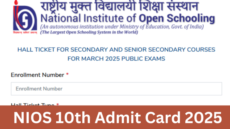 NIOS 10th Admit Card 2025