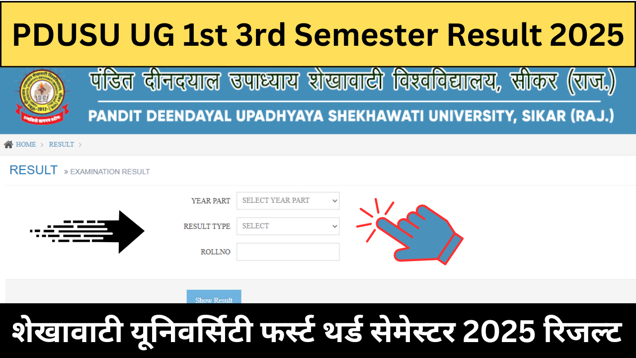 Shekhawati University UG 1st 3rd Semester Result 2025