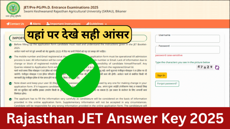 Rajasthan JET Answer Key 2025