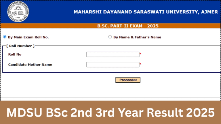 MDSU BSc 2nd 3rd Year Result 2025