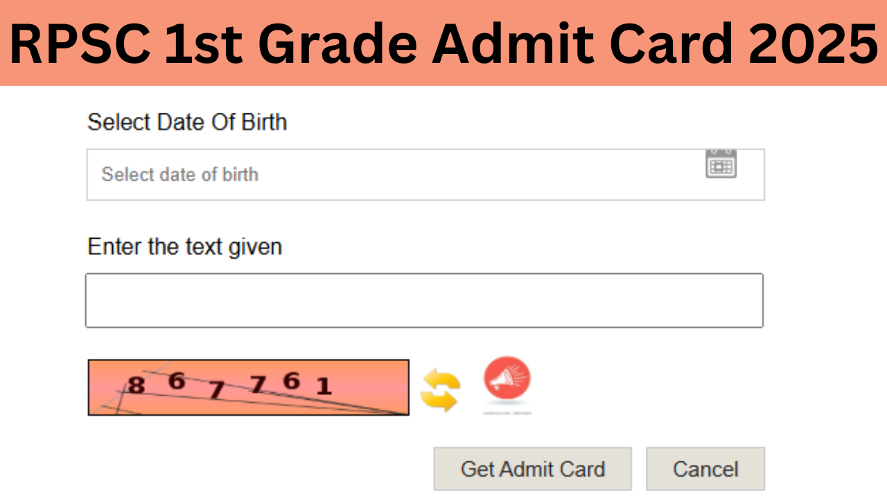 RPSC 1st Grade Teacher Admit Card 2025