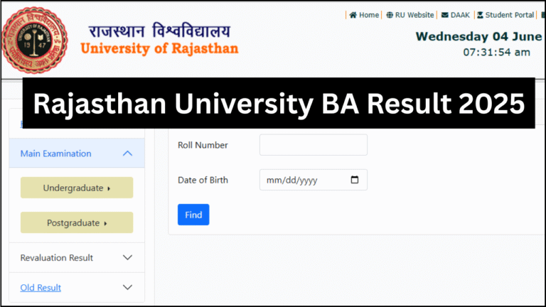 Rajasthan University BA Result 2025