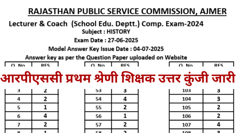 RPSC School Lecturer Answer Key 2025