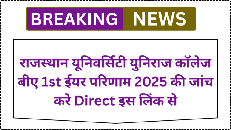 Rajasthan University BA 1st Year Result 2025